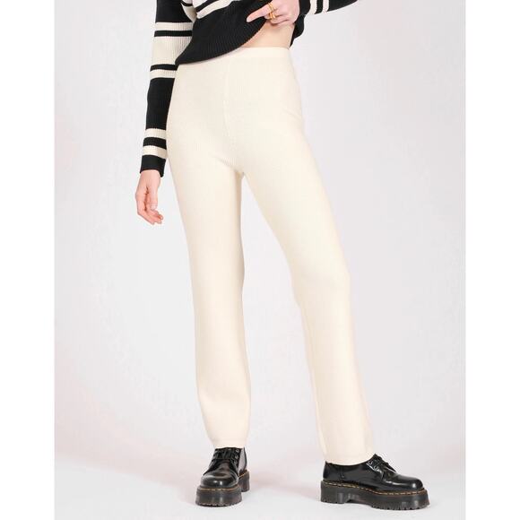 NEW Brunette The Label Cream KNIT Ribbed Pants | XS/S - Picture 12 of 13